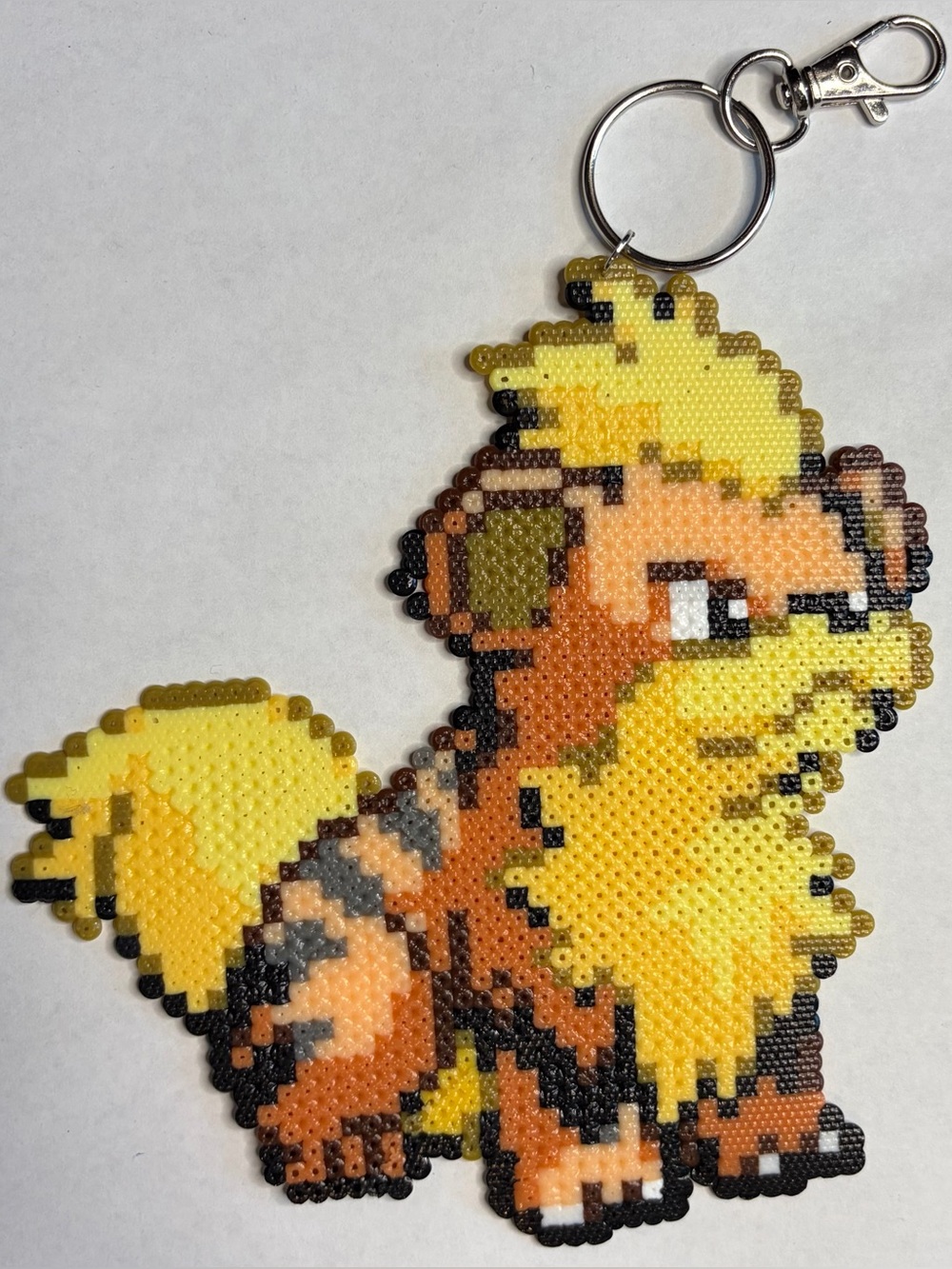 Pokemon Yellow & Orange Pixel Growlithe Keychain